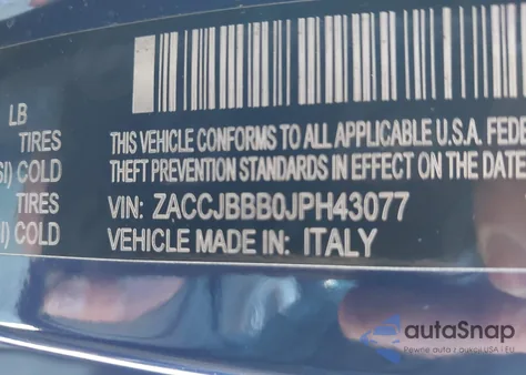 2018 Jeep Renegade Latitude 4X4 из США, поврежденный, VIN ZACCJBBB0JPH43077